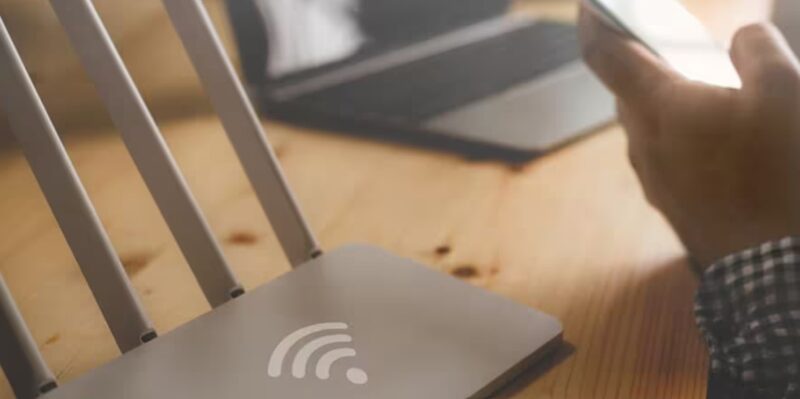 WiFi router on a wooden table