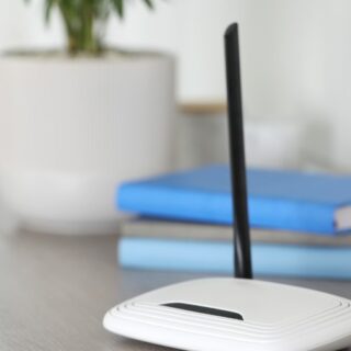 White router in a living room