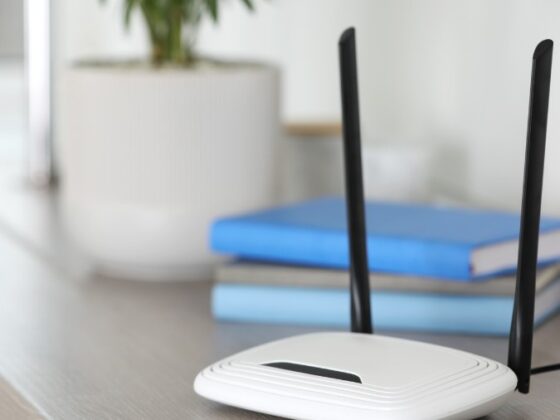 White router in a living room