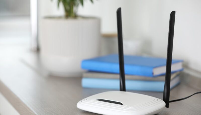 White router in a living room